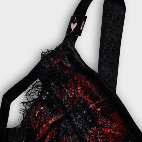 Victorias Secret | Very Sexy Long Line Bralette | Sz Large | Red Black Lace NWT - Picture 6 of 7